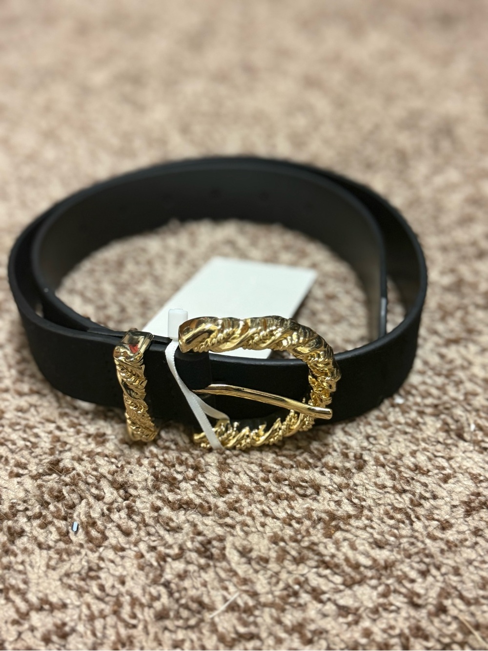 Noli Black Belt with Twisted Gold Buckle